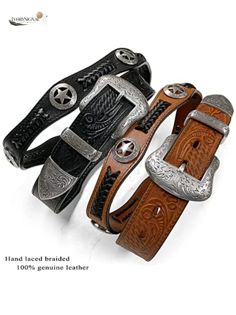 Western Floral Engraved Conchos Belt Genuine Full Grain Leather 1.5